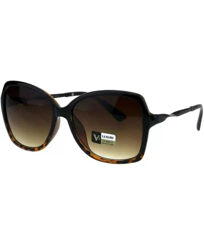 Womens Designer Style Sunglasses Square Frame Twisted Temple UV 400 - Black Tortoise (Brown) - CS18KYZLC5G $8.03 Square