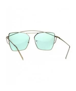 Womens Futuristic Flat Retro Rectangular Pilots Metal Rim Sunglasses - Gold Green - CI18602QAOR $10.63 Rectangular