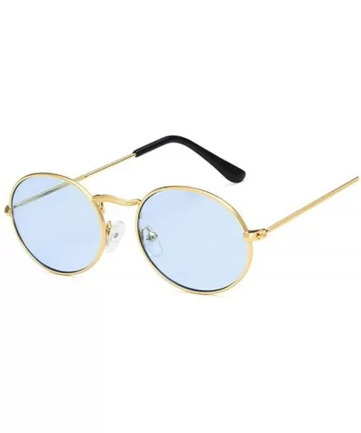 Retro Oval Sunglasses Women Luxury Vintage Small Black Red Yellow Shades Sun Glasses Oculos UV400 - Goldblue - C1197A2I88Y $2...