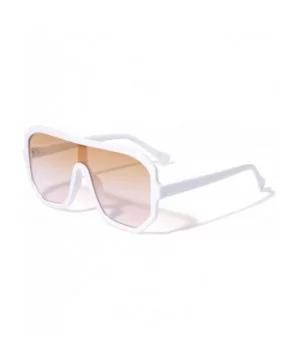 One Piece Geometric Shield Sunglasses - White - CX1972XIEC3 $13.40 Shield