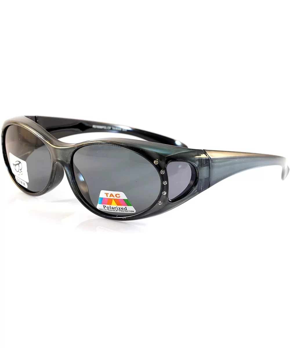 Rhinestone Oval Polarized OTG Sunglasses with Side View P011 - Black - CW1802MYTSO $11.03 Round