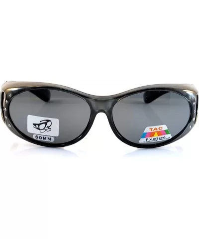 Rhinestone Oval Polarized OTG Sunglasses with Side View P011 - Black - CW1802MYTSO $11.03 Round