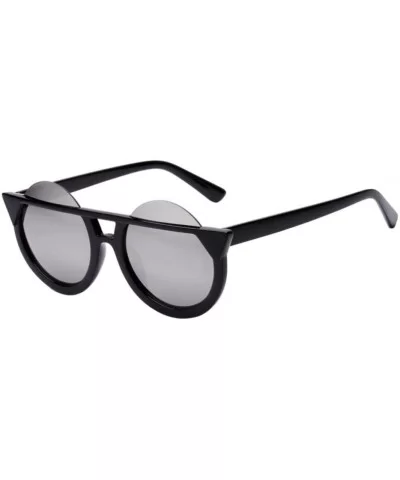 Cat Eye Sunglasses - Men Women Retro Vintage Personal Round Frame UV Glasses (F) - F - CD18E4W95Q3 $4.90 Aviator