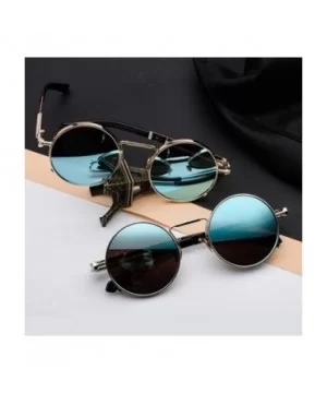 Retro Steampunk Sunglasses Men Round Designer Metal Steam Punk Gothic Women UV400 Shields Vintage Eyewear - C6 - CT197Y6Q3ON ...