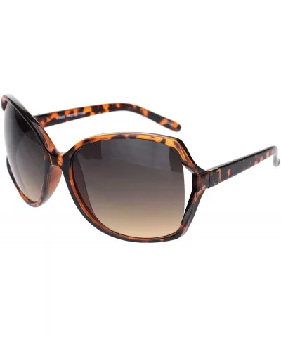 Womens Large Exposed Side Lens Butterfly Plastic Sunglasses - Tortoise Gradient Brown - CN18O29C0W7 $6.89 Butterfly