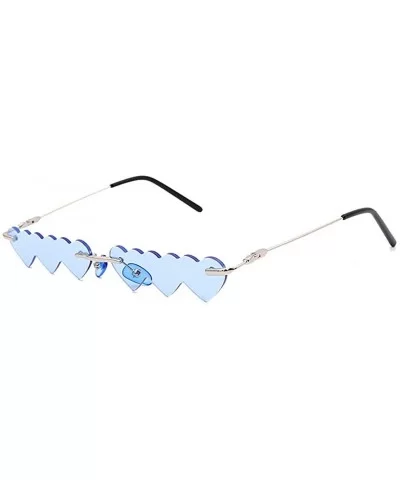 Vintage Sunglasses Fashion Rimless Rectangle - Blue - C9190356CQN $5.23 Rimless