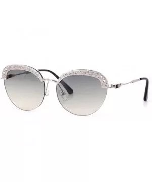 Fashion Round Metal Frame Sparkling Crystal Sunglasses UV Protection Eyewear Oversized - Green - CI1906TLD0O $9.34 Round