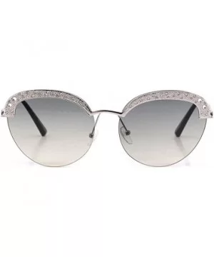 Fashion Round Metal Frame Sparkling Crystal Sunglasses UV Protection Eyewear Oversized - Green - CI1906TLD0O $9.34 Round