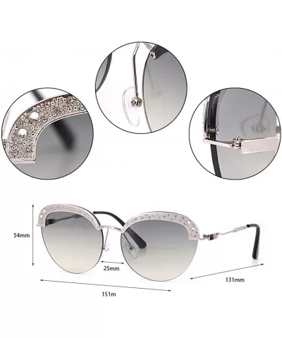 Fashion Round Metal Frame Sparkling Crystal Sunglasses UV Protection Eyewear Oversized - Green - CI1906TLD0O $9.34 Round