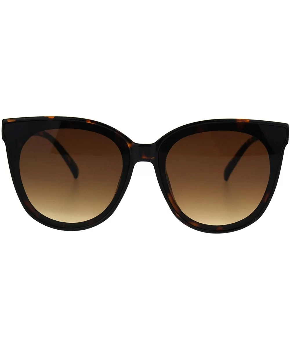 Womens Minimal Horned Simple Plastic Boyfriend Style Sunglasses - Tortoise Brown - C01860XN7WU $8.80 Rectangular