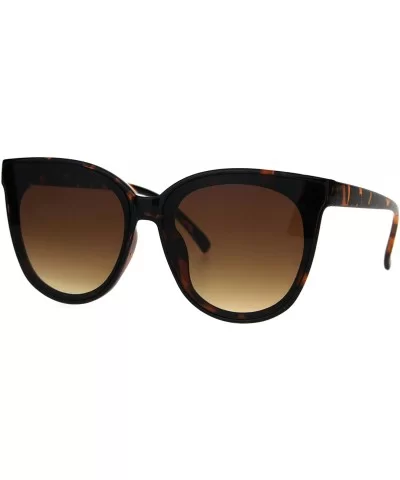 Womens Minimal Horned Simple Plastic Boyfriend Style Sunglasses - Tortoise Brown - C01860XN7WU $8.80 Rectangular