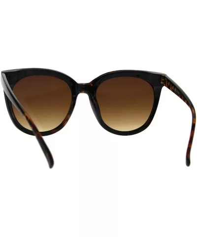 Womens Minimal Horned Simple Plastic Boyfriend Style Sunglasses - Tortoise Brown - C01860XN7WU $8.80 Rectangular