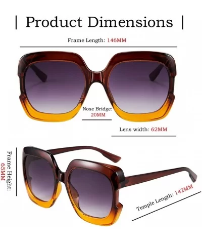 Classic Oversized Sunglasses for Women UV Protection Fashion Large Square Frame Design Eyewear - CX18UXLZSUQ $9.98 Oval