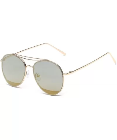 Colorful Tinted Lens Metal Frame Aviator Sunglasses Light Color Lens Glasses - C5 Gold Frame/Mirrored Gold Lens - CY18Q49IY5Q...