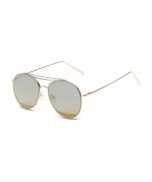 Colorful Tinted Lens Metal Frame Aviator Sunglasses Light Color Lens Glasses - C5 Gold Frame/Mirrored Gold Lens - CY18Q49IY5Q...