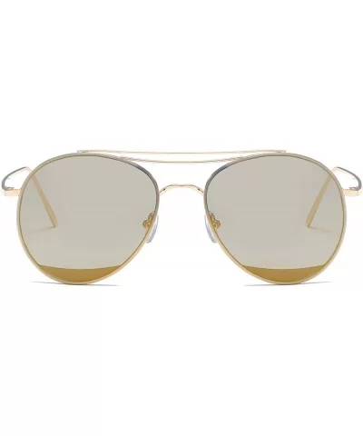 Colorful Tinted Lens Metal Frame Aviator Sunglasses Light Color Lens Glasses - C5 Gold Frame/Mirrored Gold Lens - CY18Q49IY5Q...