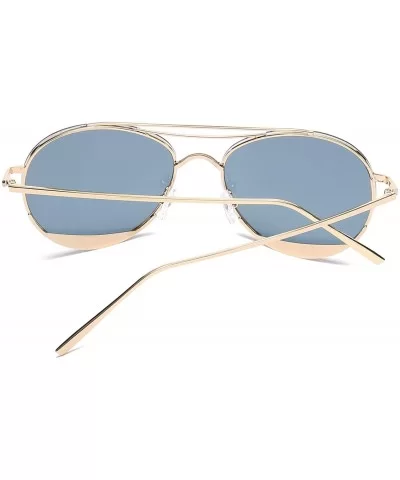 Colorful Tinted Lens Metal Frame Aviator Sunglasses Light Color Lens Glasses - C5 Gold Frame/Mirrored Gold Lens - CY18Q49IY5Q...