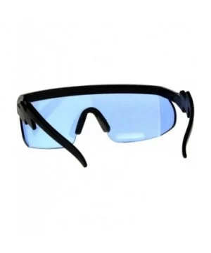 80's Goggle Sunglasses Oversized Half Rim Shield Ski Fashion UV 400 - Black (Blue) - CF18E525368 $11.58 Goggle