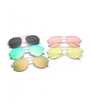 Colorful Tinted Lens Metal Frame Aviator Sunglasses Light Color Lens Glasses - C5 Gold Frame/Mirrored Gold Lens - CY18Q49IY5Q...