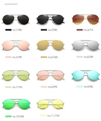 Colorful Tinted Lens Metal Frame Aviator Sunglasses Light Color Lens Glasses - C5 Gold Frame/Mirrored Gold Lens - CY18Q49IY5Q...