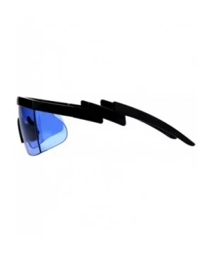 80's Goggle Sunglasses Oversized Half Rim Shield Ski Fashion UV 400 - Black (Blue) - CF18E525368 $11.58 Goggle