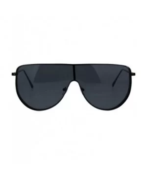 Oversized Futurism Robotic Shield Sport Racer Metal Rim Sunglasses - All Black - CN1827EWINZ $11.98 Oversized