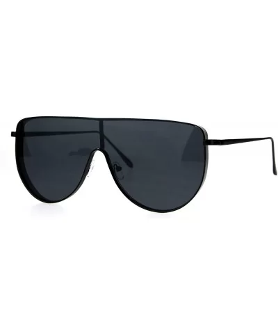 Oversized Futurism Robotic Shield Sport Racer Metal Rim Sunglasses - All Black - CN1827EWINZ $11.98 Oversized