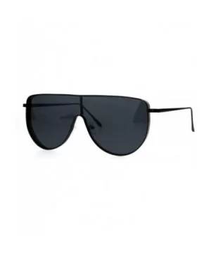 Oversized Futurism Robotic Shield Sport Racer Metal Rim Sunglasses - All Black - CN1827EWINZ $11.98 Oversized