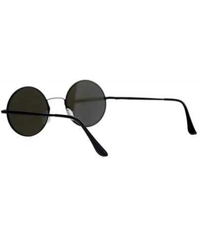 Round Circle Frame Sunglasses Unisex Thin Metal Spring Hinge Flat Lens - Black (Blue Mirror) - CJ187EW6ID7 $5.87 Round