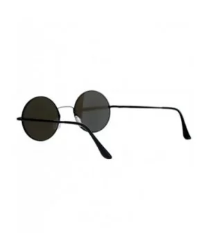 Round Circle Frame Sunglasses Unisex Thin Metal Spring Hinge Flat Lens - Black (Blue Mirror) - CJ187EW6ID7 $5.87 Round