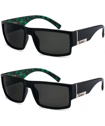 2 Pack - Sunglasses Black Gangster Sunglasses - 2 Pot Green - CJ18G3LSWN2 $11.38 Wrap