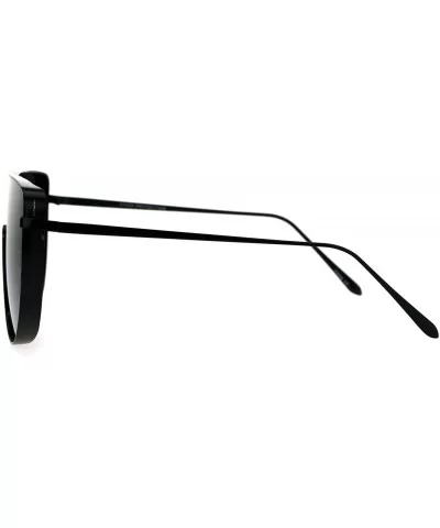 Oversized Futurism Robotic Shield Sport Racer Metal Rim Sunglasses - All Black - CN1827EWINZ $11.98 Oversized