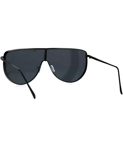 Oversized Futurism Robotic Shield Sport Racer Metal Rim Sunglasses - All Black - CN1827EWINZ $11.98 Oversized