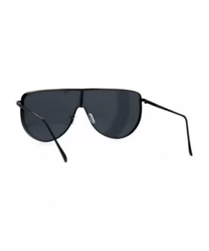 Oversized Futurism Robotic Shield Sport Racer Metal Rim Sunglasses - All Black - CN1827EWINZ $11.98 Oversized