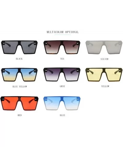 Oversized Square Sunglasses Women Luxury Fashion Flat Top Clear Lens One Piece Men Gafas Shade Mirror UV400 - 2 - CH1985L8CCS...