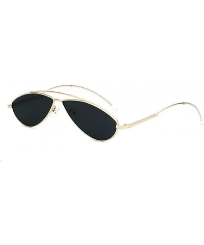 Women Retro Cat Eye Style Small Frame Suncreen Sunglasses - Gold Frame Black Lens - CC18WTGIAMK $7.86 Cat Eye