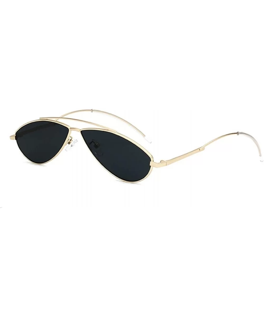 Women Retro Cat Eye Style Small Frame Suncreen Sunglasses - Gold Frame Black Lens - CC18WTGIAMK $7.86 Cat Eye