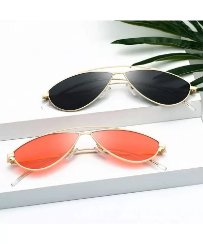 Women Retro Cat Eye Style Small Frame Suncreen Sunglasses - Gold Frame Black Lens - CC18WTGIAMK $7.86 Cat Eye