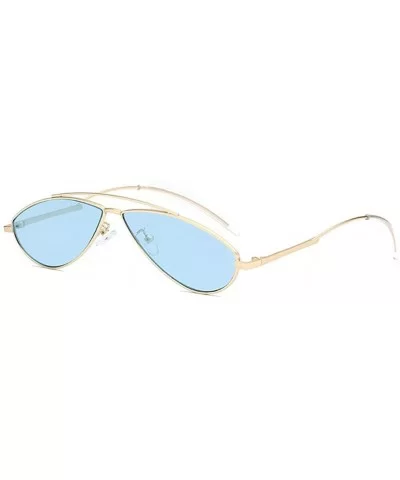 Women Retro Cat Eye Style Small Frame Suncreen Sunglasses - Gold Frame Black Lens - CC18WTGIAMK $7.86 Cat Eye