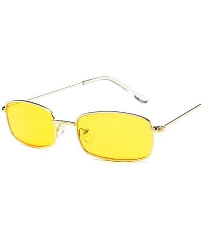 Women Metal Sunglasses Men Retro Small Square Sun Glasses Female Yellow Pink Lens Frame Shades Eyeglass 2018 - C1197A35H38 $2...