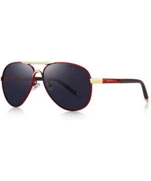 DESIGN Men Classic Pilot Sunglasses Aviation Alloy Frame HD Polarized C01 Black - C04 Red - CT18XDWXSDI $13.64 Oversized