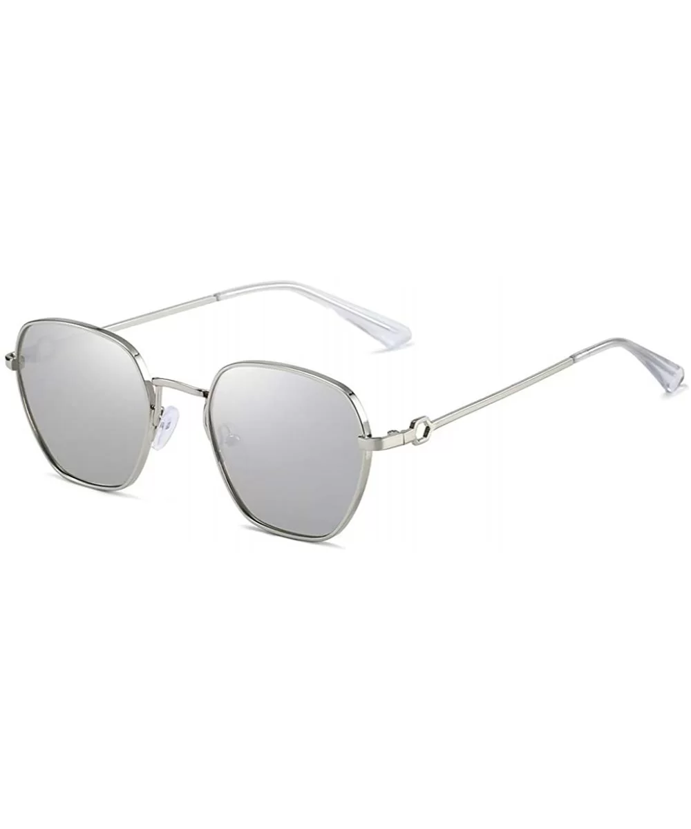 Unisex Sunglasses Retro Gold Grey Drive Holiday Oval Non-Polarized UV400 - Silver - CQ18R82NRZ8 $4.59 Oval