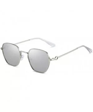 Unisex Sunglasses Retro Gold Grey Drive Holiday Oval Non-Polarized UV400 - Silver - CQ18R82NRZ8 $4.59 Oval