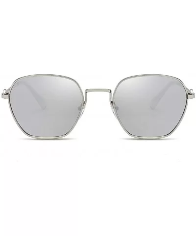 Unisex Sunglasses Retro Gold Grey Drive Holiday Oval Non-Polarized UV400 - Silver - CQ18R82NRZ8 $4.59 Oval