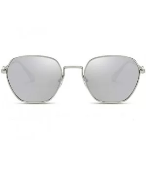 Unisex Sunglasses Retro Gold Grey Drive Holiday Oval Non-Polarized UV400 - Silver - CQ18R82NRZ8 $4.59 Oval