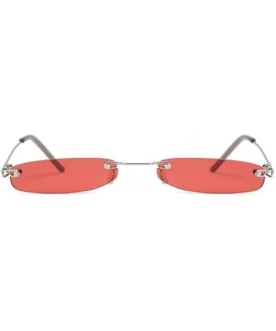 Vintage Rimless Rectangle Sunglasses Womens Mens Sunglasses Ladies Metal Frame Clear Lens Red Shades - Red - CS18Y6HMRGS $19....