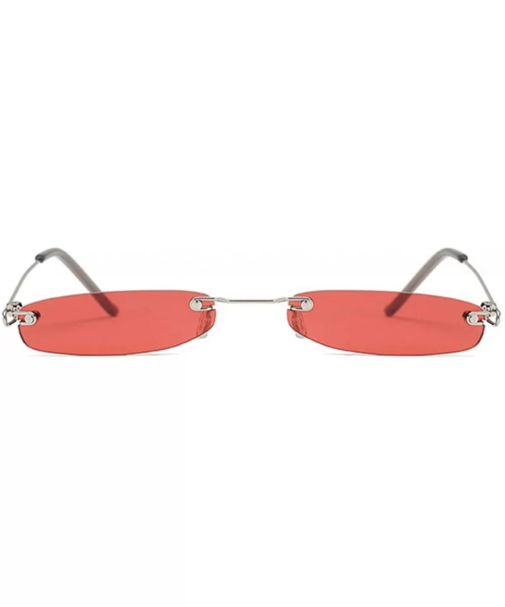 Vintage Rimless Rectangle Sunglasses Womens Mens Sunglasses Ladies Metal Frame Clear Lens Red Shades - Red - CS18Y6HMRGS $19....