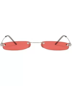 Vintage Rimless Rectangle Sunglasses Womens Mens Sunglasses Ladies Metal Frame Clear Lens Red Shades - Red - CS18Y6HMRGS $19....