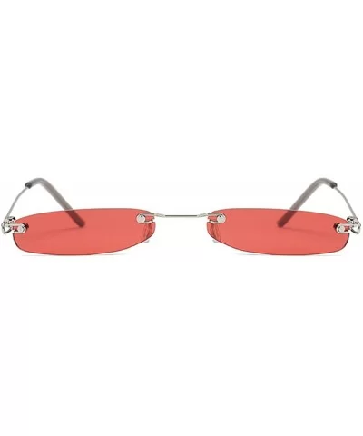 Vintage Rimless Rectangle Sunglasses Womens Mens Sunglasses Ladies Metal Frame Clear Lens Red Shades - Red - CS18Y6HMRGS $19....