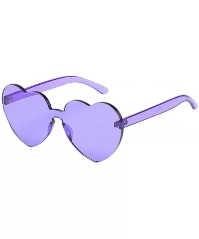 Candy Tone Colorful Heart Shaped Rimless Sunglasses Transparent Candy Color Frameless Glasses - Purple - C9196HG9YTN $5.25 Ri...